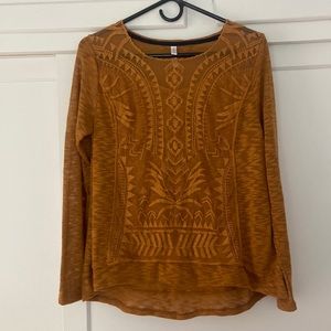 Camel Long Sleeve Embroidered Shirt